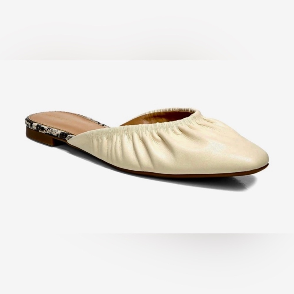 New Circus by Sam Edelman Odena Ruched Pointy Flat Mules in Ivory Size 6
